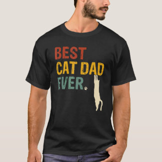 T-shirt Meilleur Papa Chat pour Hommes Fête des Pères Retr