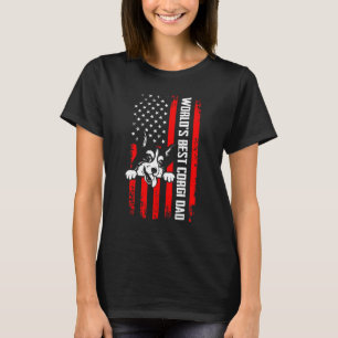 T-shirt Meilleur Papa Corgi au Monde Drapeau Américain Vin