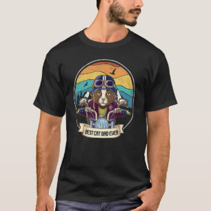 T-shirt Meilleur Papa de Chat Vintage Chaton à Moto Fa