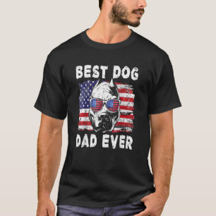 T-shirt Meilleur Papa de Chien Pitbull Drapeau Américain 4