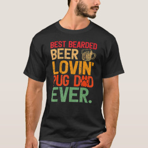 T-shirt Meilleur Papa de Pug Amoureux de Bière à Barbe de