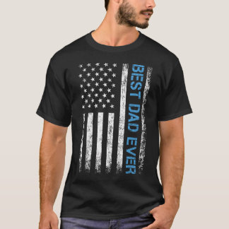 T-shirt Meilleur Papa de Tous Drapeau Américain pour la Fê