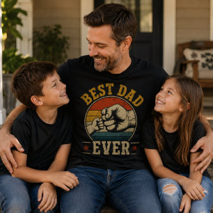 T-shirt Meilleur Papa du Monde Poing en l'Air Rétro Vintag