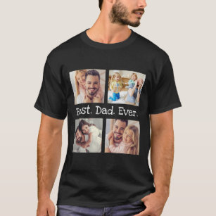 T-shirt Meilleur Papa Ever 4 Photo Collage Amusant Personn