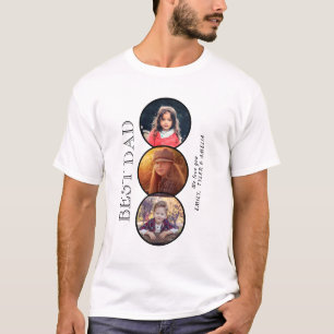 T-shirt Meilleur Papa Fête des Pères 3 Collage Photo Ovale