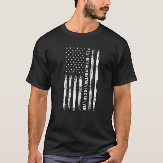 T-shirt Meilleur Papa Golden Retriever Chien Drapeau Améri (Devant)