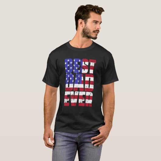 T-shirt Meilleur papa jamais avec le drapeau américain Fat (Devant entier)