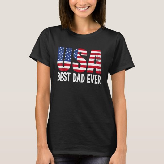T-shirt Meilleur Papa Jamais Avec Nous Drapeau Américain A (Devant)