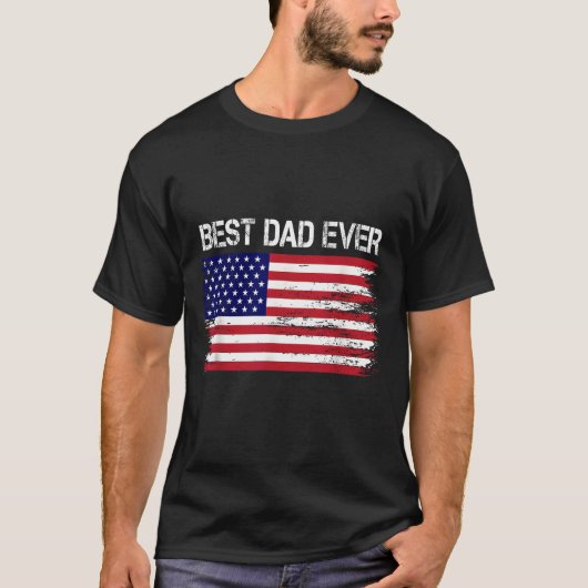 T-shirt Meilleur Papa Jamais Avec Nous Drapeaux Américains (Devant)