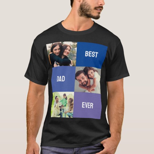 T-shirt Meilleur papa jamais | Fête des pères 3 Collage ph (Devant)