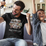 T-shirt Meilleur papa Jamais Fête des pères Photo Collage<br><div class="desc">Tshirt papa moderne avec un collage photo de 10 photos de famille à remplacer par le vôtre,  le dicton "meilleur papa jamais.",  une note de remerciement personnalisée,  et un coeur rouge mignon.</div>