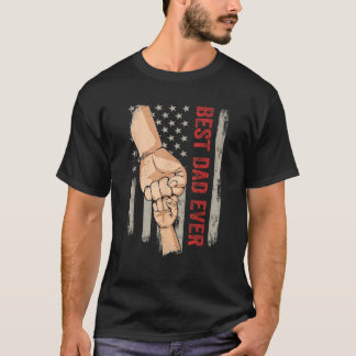 T-shirt Meilleur Papa Jamais Fist Bump Drapeau Américain D