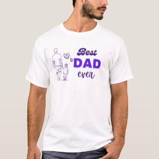 T-shirt Meilleur papa jamais Purple Design | Père et enfan