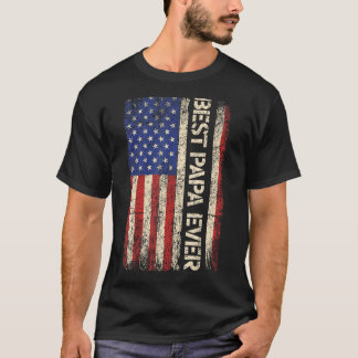 T-shirt Meilleur Papa jamais US Drapeau américain Drapeaux