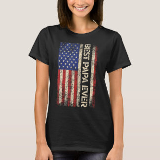 T-shirt Meilleur Papa jamais US Drapeau américain Drapeaux