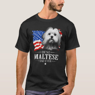 T-shirt Meilleur papa maltais jamais American Flag Père s