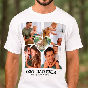 T-shirt Meilleur Papa Personnalisé Collage 5 Photos Modern