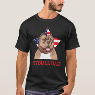 T-shirt Meilleur Papa Pitbull de tous les temps Drapeau Am