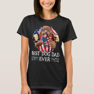 T-shirt Meilleur papa Pitbull Drapeau américain 4 juillet