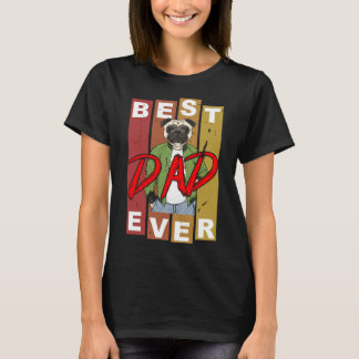 T-shirt Meilleur papa Pug de tous les temps Classique 612