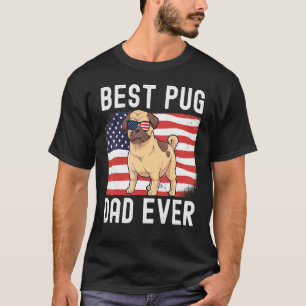 T-shirt Meilleur papa Pug de tous les temps Drapeau améric