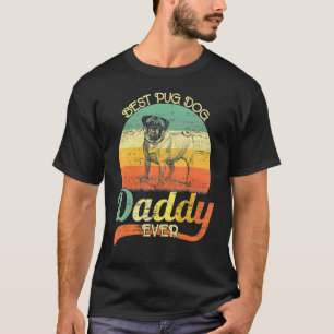 T-shirt Meilleur papa Pug de tous les temps Drapeau améric