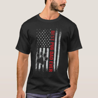 T-shirt Meilleur papa Pug Usa drapeau vintage Fête des pèr