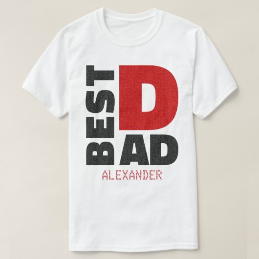 T-shirt Meilleur papa Red Black Parties scintillant Nom Cu (Design devant)