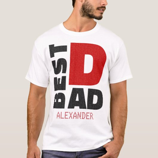 T-shirt Meilleur papa Red Black Parties scintillant Nom Cu (Devant)