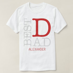 T-shirt Meilleur papa Red Silver Parties scintillant Nom p