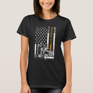 T-shirt Meilleur Papa Routier Vintage Drapeau Américain Fê