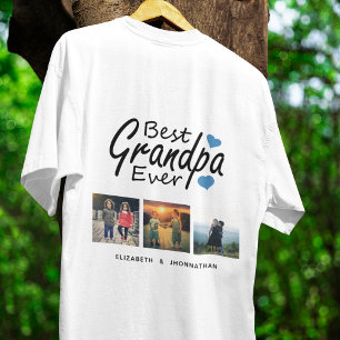 T-shirt Meilleur Papy Ever Texte Nom 3 Collage Photo Cadea