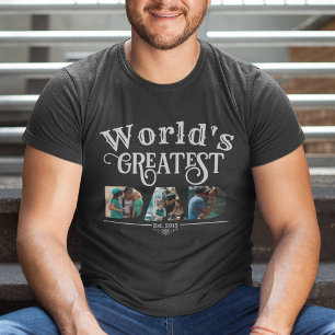 T-shirt Meilleur PÈRE du monde avec 3 cadres photo