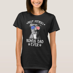 T-shirt Meilleur Pitbull Bonus Papa Jamais Drapeau América