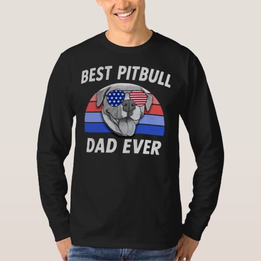 T-shirt Meilleur Pitbull Papa Funny Pit Bull Retro Père (Devant)
