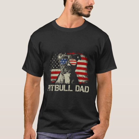 T-shirt Meilleur Pitbull Papa Jamais Chemise Drapeau Améri (Devant)