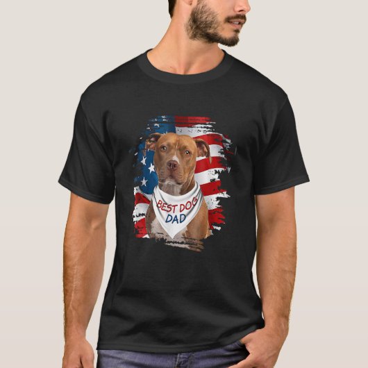 T-shirt Meilleur Pitbull Terrier Papa Jamais Drapeau Améri (Devant)