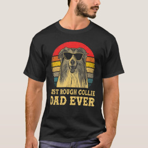 T-shirt Meilleur Rough Collie Papa Ever Chien Retro Vintag
