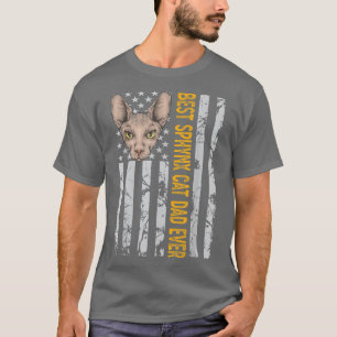 T-shirt Meilleur Sphyn Chat Papa USA American Drapeau mign