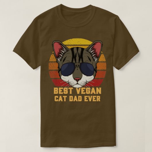 T-shirt Meilleur Vegan Chat Papa Jamais (Design devant)
