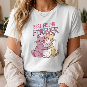 T-shirt Meilleure Amie Pour Toujours Typographie de Chats