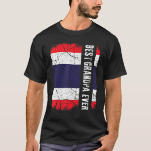 T-shirt Meilleure Fête des pères Drapeau Thai Grandpa Ever