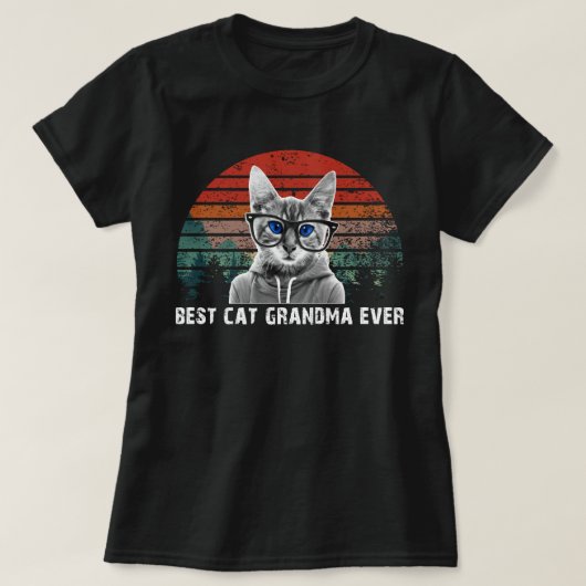 T-shirt meilleure grand-mère de chat (Design devant)