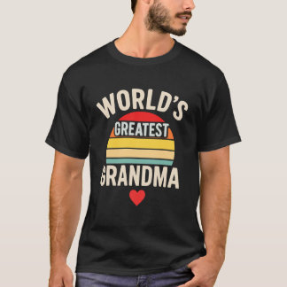 T-shirt Meilleure Grand-mère du Monde Rétro Coucher de Sol