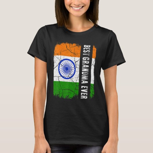 T-shirt Meilleure grand-mère indienne jamais Inde Drapeau (Devant)