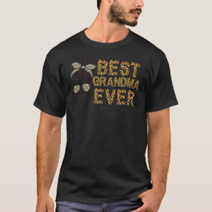 T-shirt Meilleure grand-mère jamais Skull Leopard Messy Bu