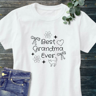 T-shirt Meilleure grand-mère noire et blanche dessinée à l