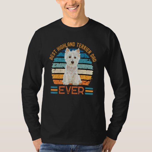 T-shirt Meilleure Highland Terrier Papa Jamais Westie Chie (Devant)