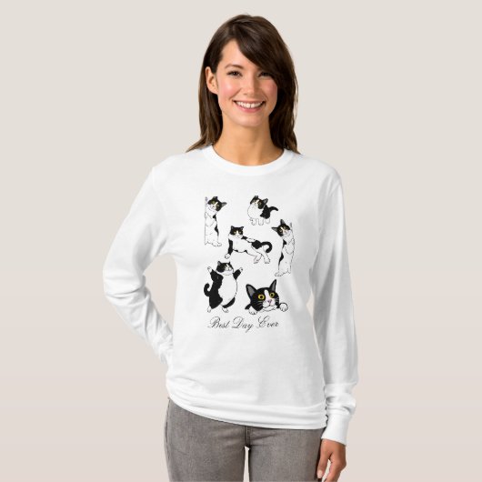 T-shirt Meilleure journée jamais tuxedo chat chemise à man (Devant entier)