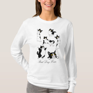 T-shirt Meilleure journée jamais tuxedo chat chemise à man